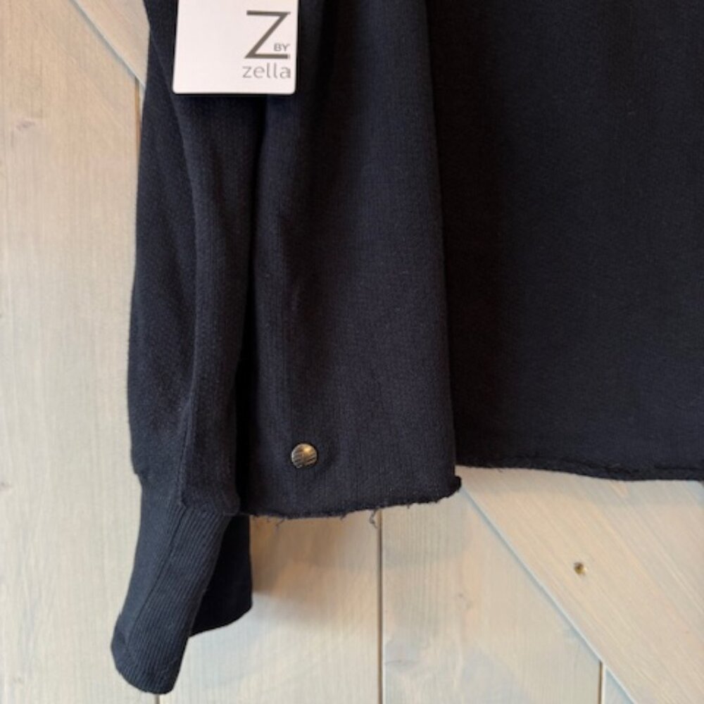 Z by Zella Black Pullover Hoodie White Drawstring Womens Sz S Oversized NWT 1011 - Picture 5 of 7